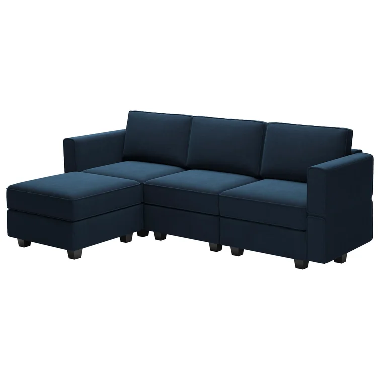 Velvet L-Shaped Sectional Sofa thumbnail 3