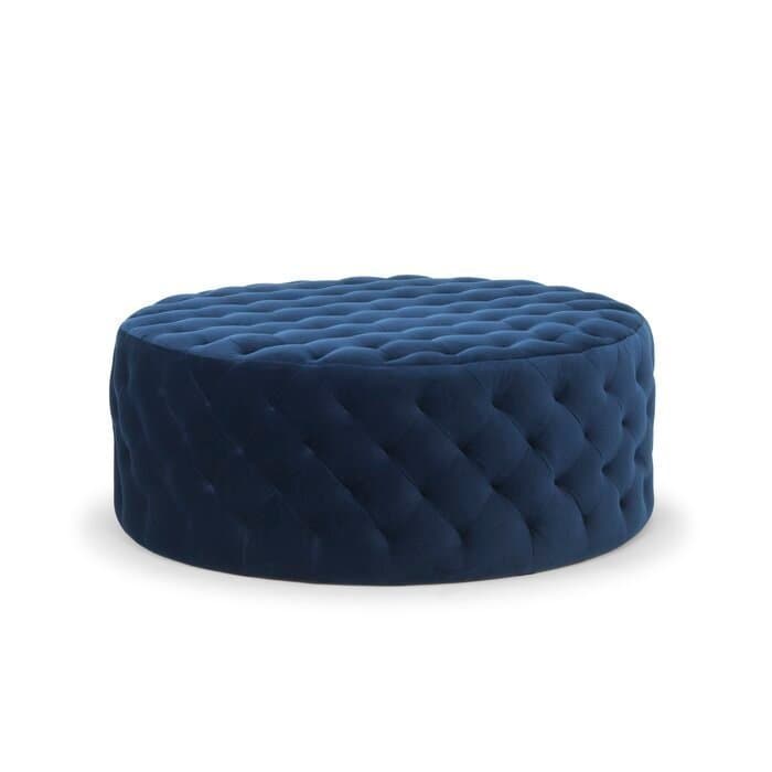 Velvet Tufted Round Cocktail Ottoman thumbnail 4