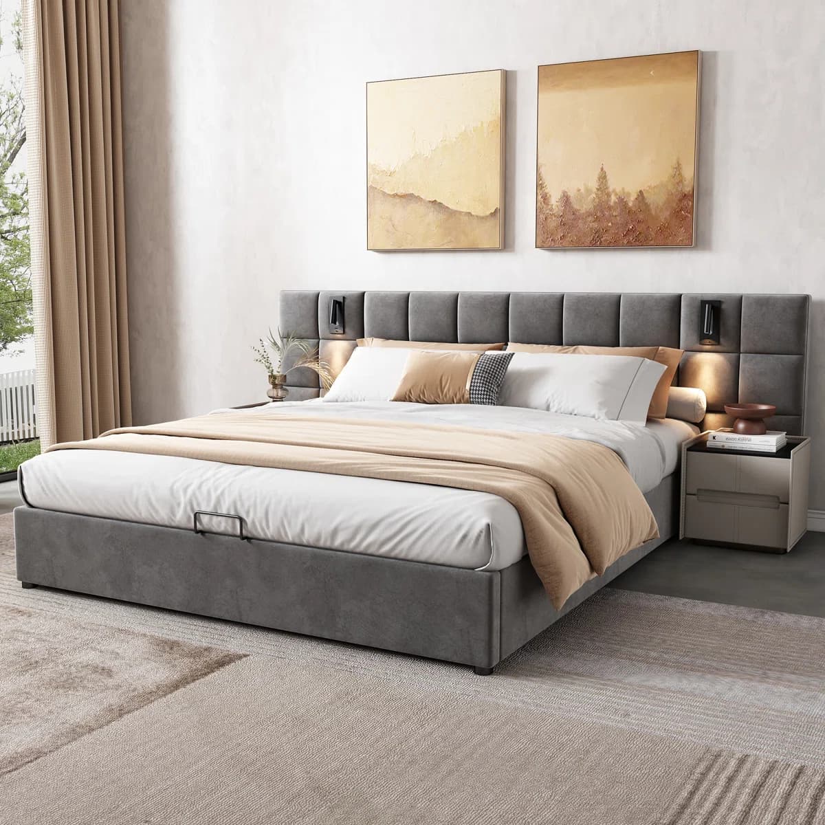 Wayfair Bed Frame With Wide Headboard thumbnail 3