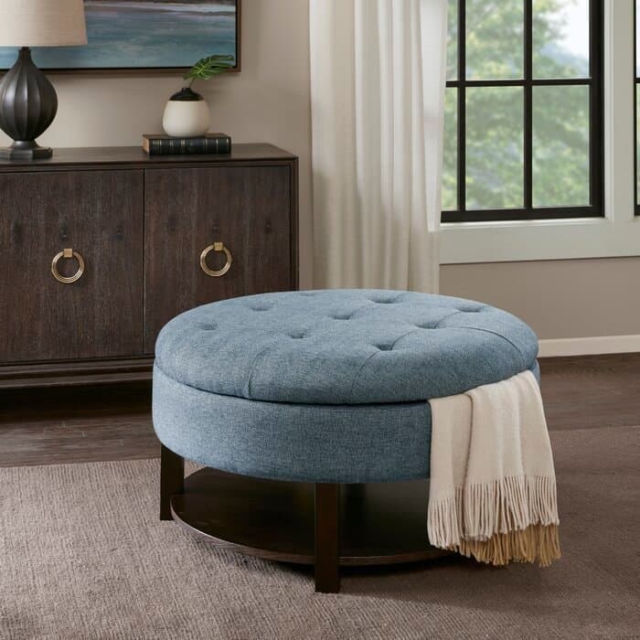 Wide Tufted Round Storage Ottoman furniture product