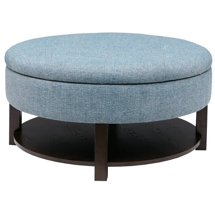 Wide Tufted Round Storage Ottoman thumbnail 12