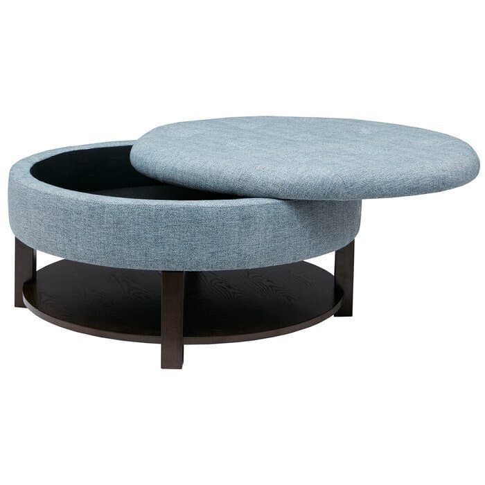 Wide Tufted Round Storage Ottoman thumbnail 14