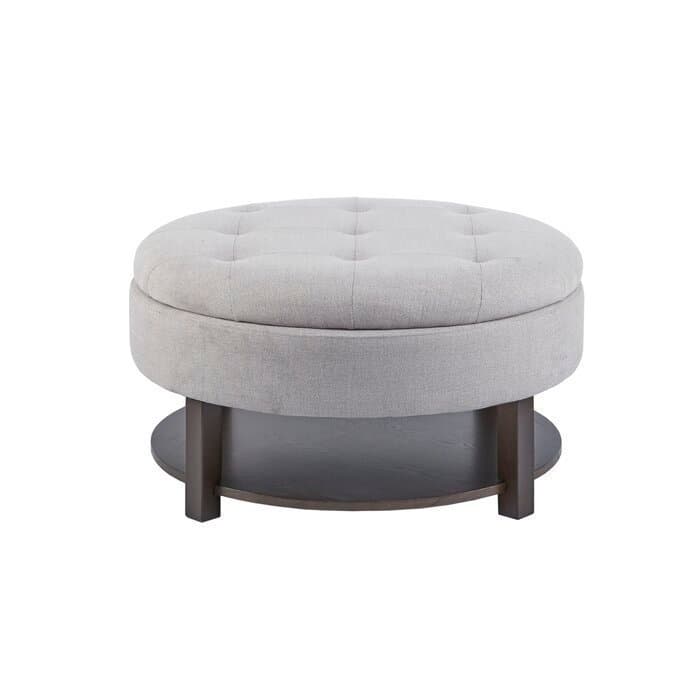 Wide Tufted Round Storage Ottoman thumbnail 3