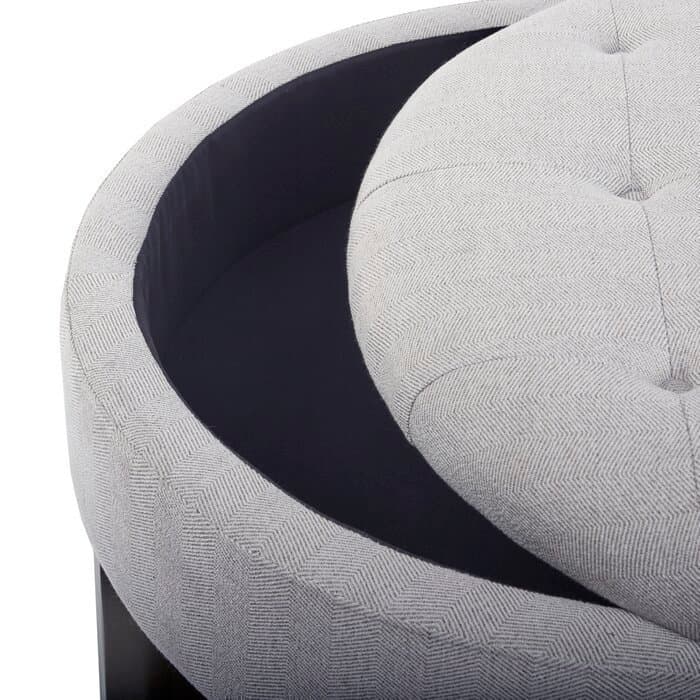 Wide Tufted Round Storage Ottoman thumbnail 4