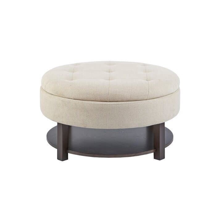 Wide Tufted Round Storage Ottoman thumbnail 8