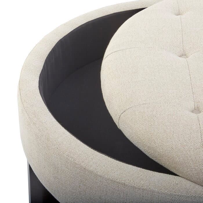 Wide Tufted Round Storage Ottoman thumbnail 9