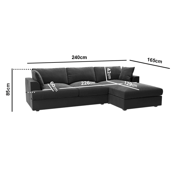 3 Seater L Shaped Sofa – Luxurious Right Hand Facing main product image
