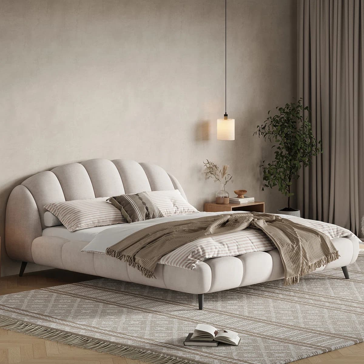 Chenille Thick Headboard Beds main product image