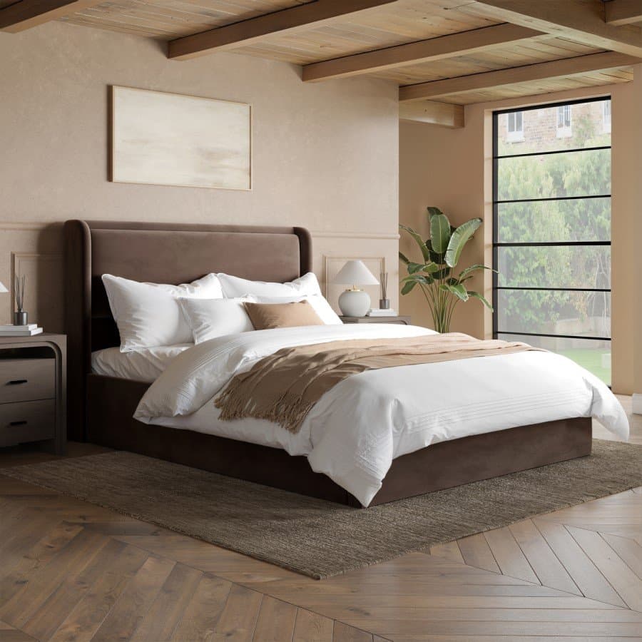 Chocolate Brown Ottoman Bed with Cushioned Headboard main product image
