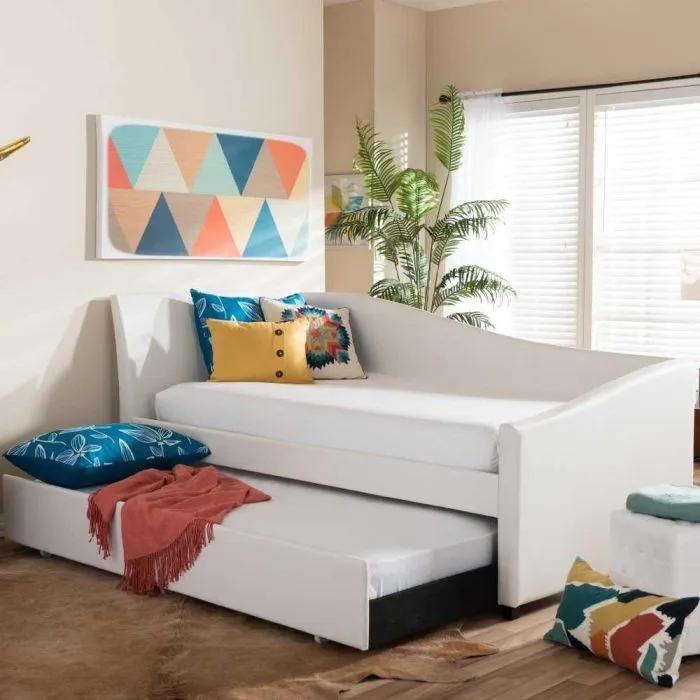 Contemporary Faux Leather Daybed with Trundle main product image