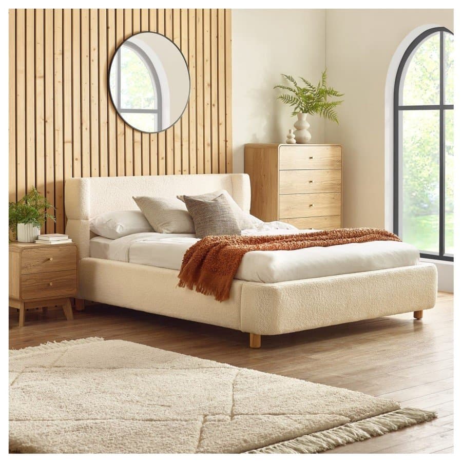 Cream Boucle Upholstered Double Bed Frame main product image