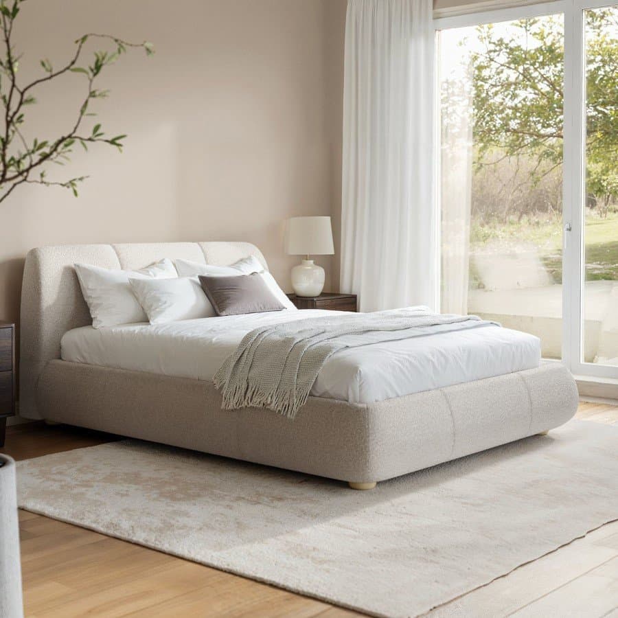 Beige Boucle Ottoman Bed main product image