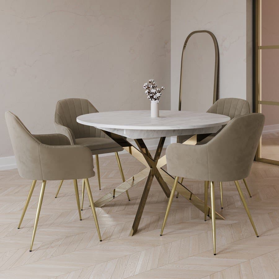 White Marble Effect Extendable Dining Table furniture product