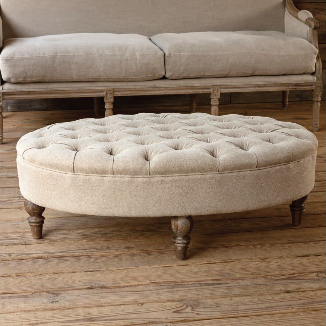 Wide Tufted Oval Standard Ottoman furniture product